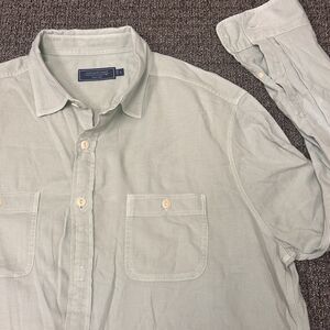 Vineyard Vines Linen Blend Shirt Mens Large Light Green Long Sleeve‎